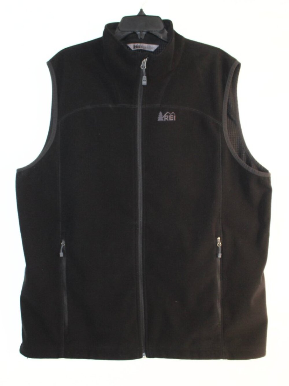 REI mens fleece vest size XXL black full zip front sleeveless mock neck outdoor